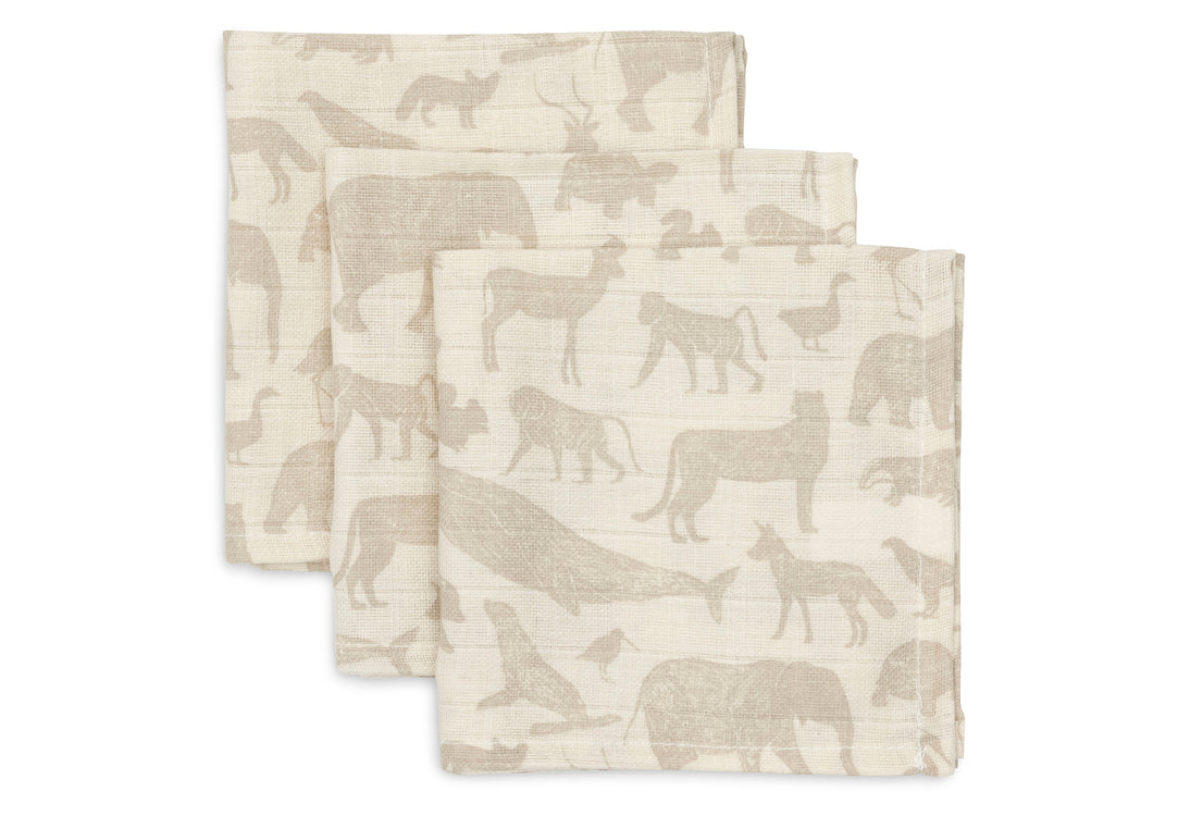 Jollein Hydrofiel Monddoekje Animals – Nougat – 3 Stuks