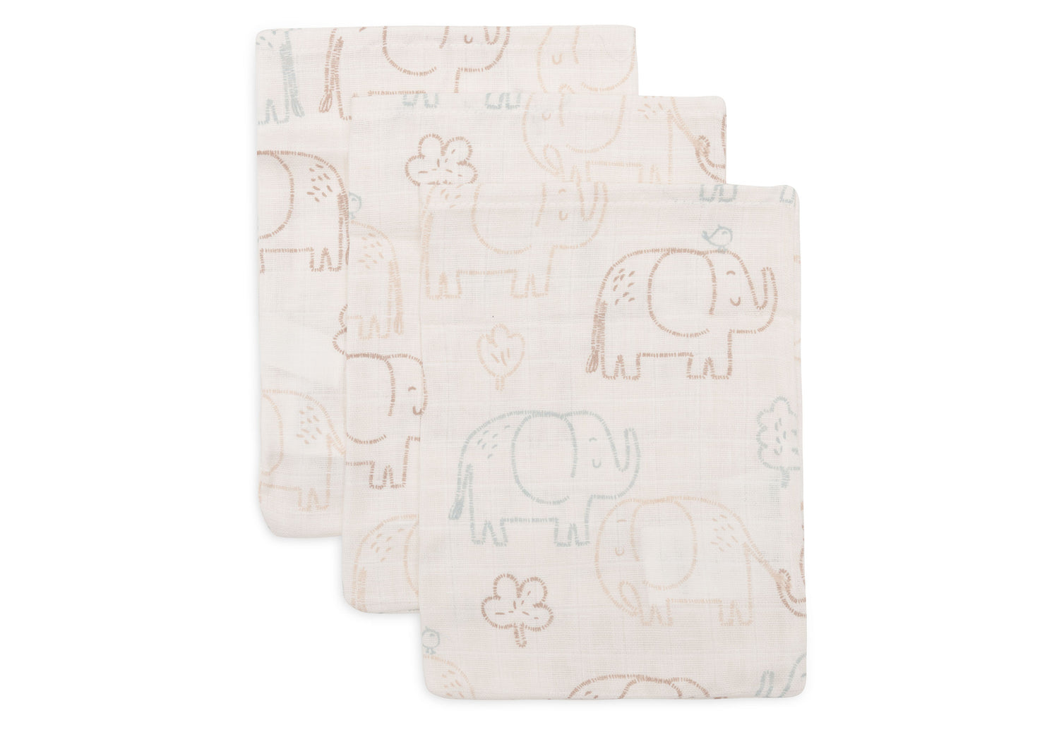 Jollein Hydrofiele washandjes 3-pack Elephant Tales