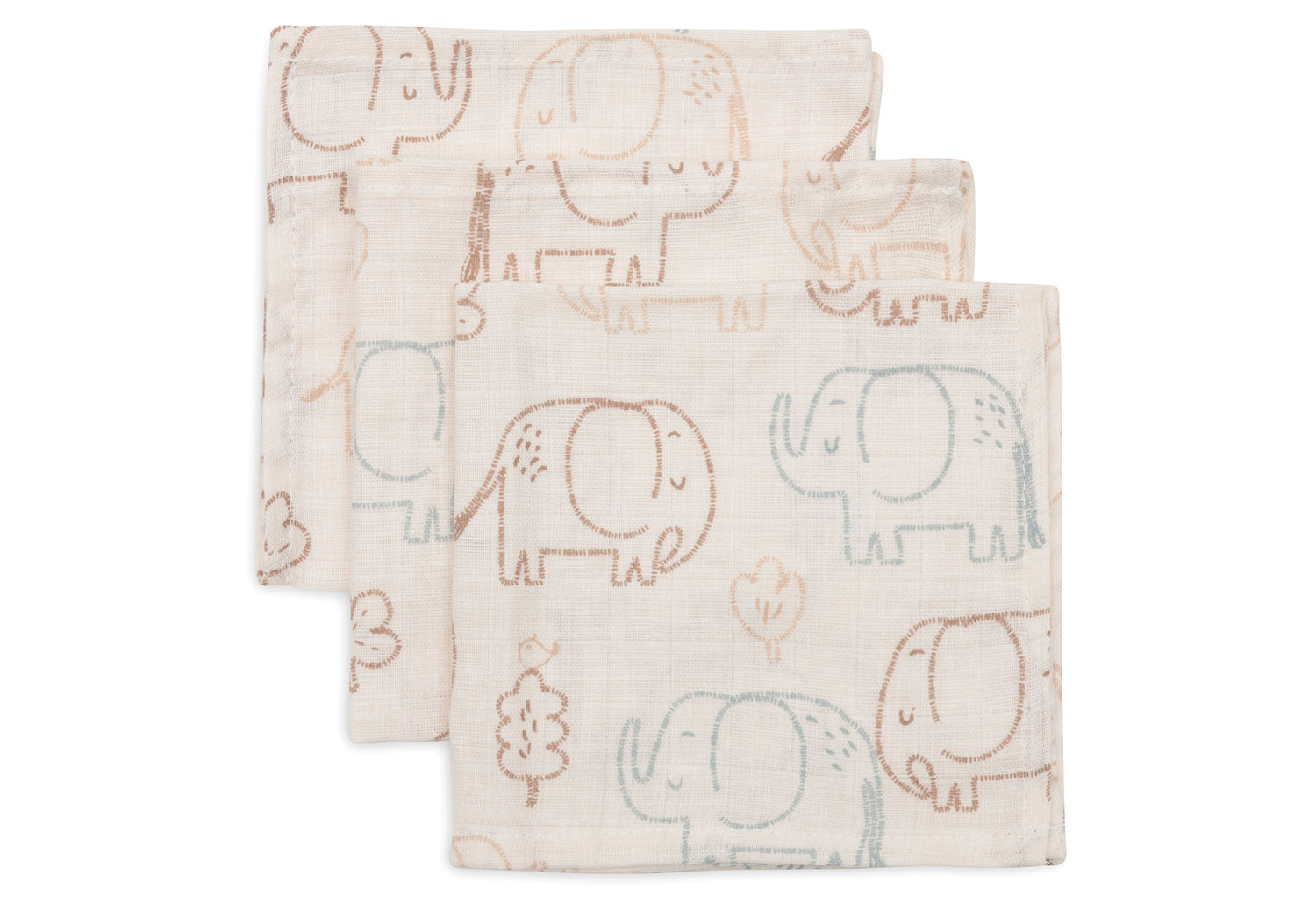 Jollein Hydrofiele monddoekjes 3-pack Elephant Tales