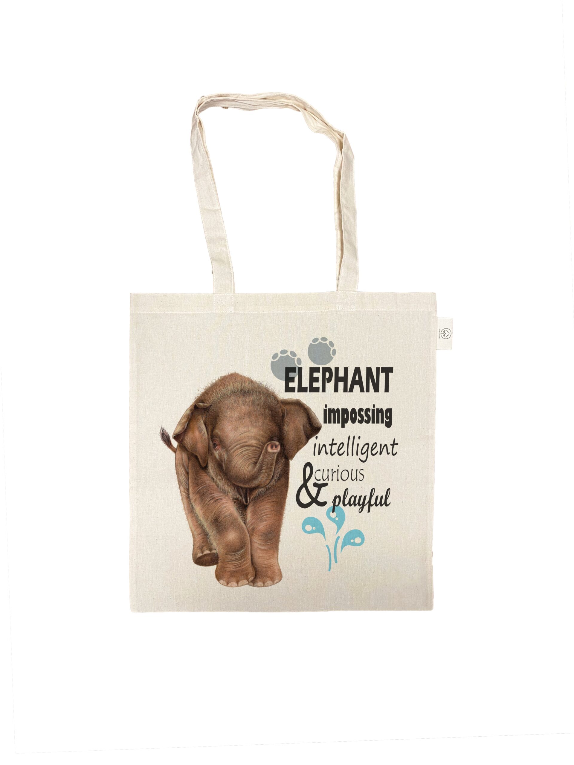 Katoenen tas met olifantje en tekst